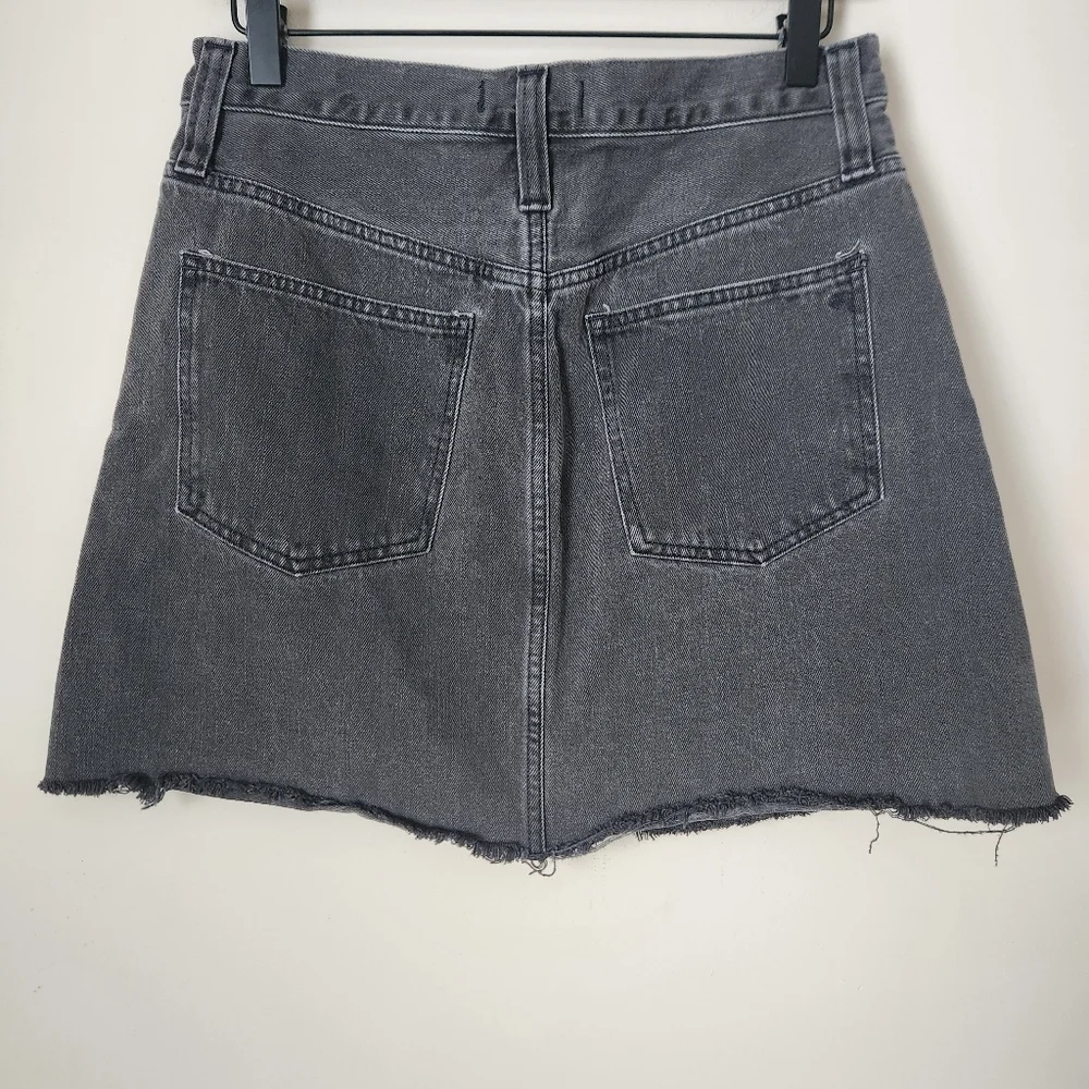 Madewell | Rigid Denim A-Line Mini Skirt in Lunar Wash Cutout Edition - Size 28